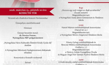 „A haza minden előtt” – ünnepi programsorozattal emlékezik Nyíregyháza március 15-re