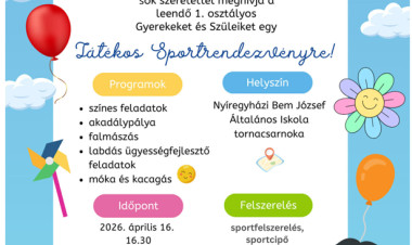 Játékos sportfoglalkozással várja az ovisokat a Bem iskola