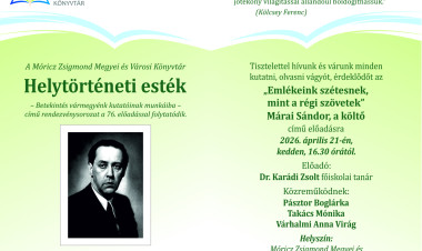 Márai Sándor költészetéről szól a következő helytörténeti est