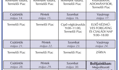 Színes programokkal vár májusban a Kertvárosi Esély Piac és Vásár