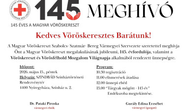145 éves a Magyar Vöröskereszt – jubileumi ünnepséget rendeznek Nyíregyházán