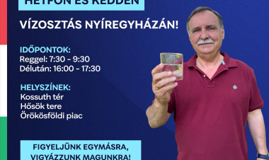 Vizet oszt a TISZA Párt Nyíregyházán a hőségriadó idején