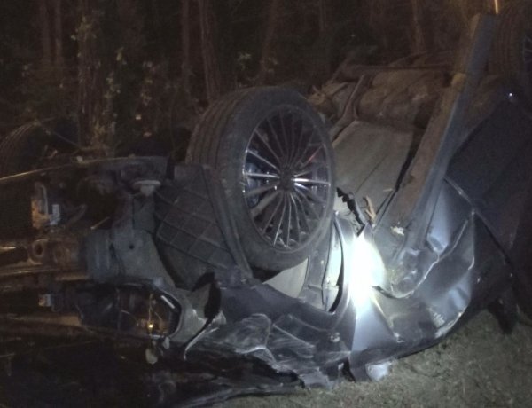 Megsodródott, fának csapódott és a feje tetején állt meg Sóstón egy autó 