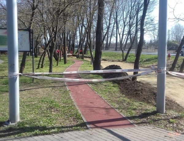 Sóstói kerékpárút - A sétányt és a rekortánt is érintették a munkálatok
