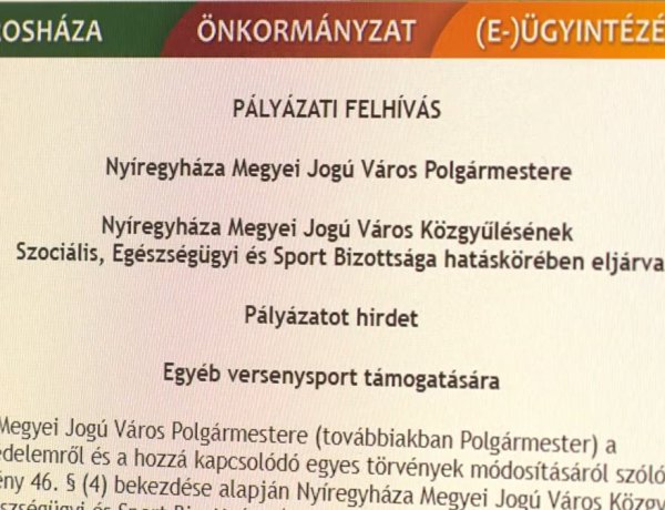 Elérhetőek a  sportcélú támogatások pályázati felhívásai a Polgármesteri Hivatal weblapján