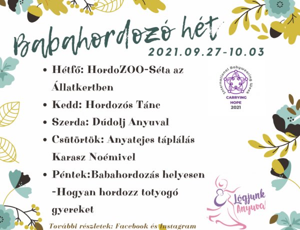 Családi programkavalkádon Lógjunk Anyuval a Nemzetközi Babahordozó Héten is!