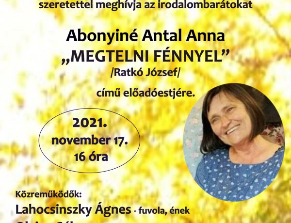 Elmarad Abonyiné Antal Anna november 17-re meghirdetett előadóestje