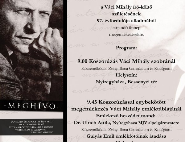Ünnepi megemlékezések Váci Mihály író-költő születésének 97. évfordulója alkalmából
