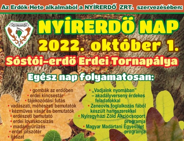 A XXVI. Erdők Hete rendezvénysorozathoz kapcsolódóan két programmal készül a NYÍRERDŐ Zrt. 