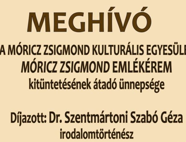 Móricz-emlékérem átadás – Dr. Szentmártoni Szabó Géza munkásságát ismerik el