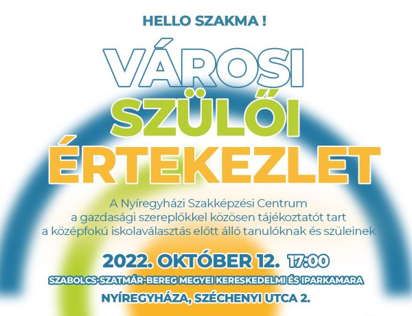 Városi Szülői Értekezlet a pályaválasztás előtt álló tanulóknak és szüleinek