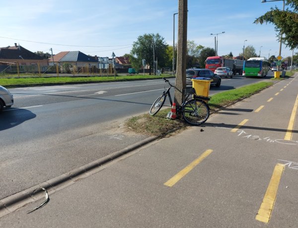 Baleset történt a Tiszavasvári úti kerékpárúton