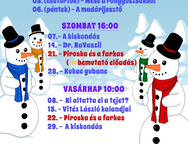 A Burattino Bábszínház  januári előadásai