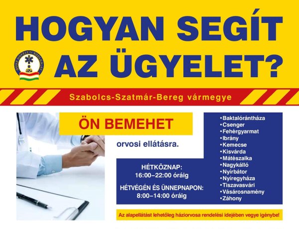 Tájékoztatás a a vármegyei ügyeleti ellátási rendszerről