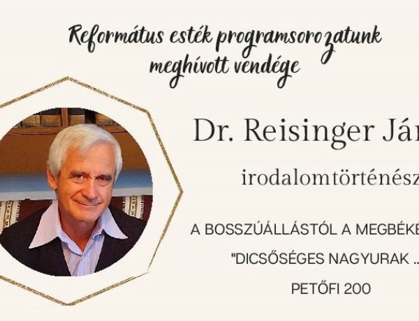 A bosszúállástól a megbékélésig – A Református esték következő vendége dr. Reisinger János irodalomtörténész