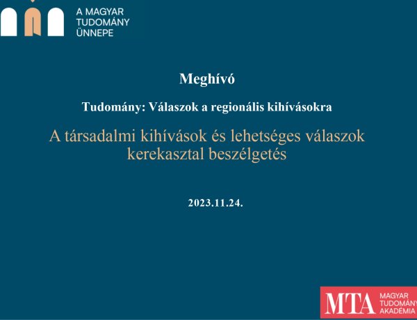  A Tudomány: Válaszok a regionális kihívásokra