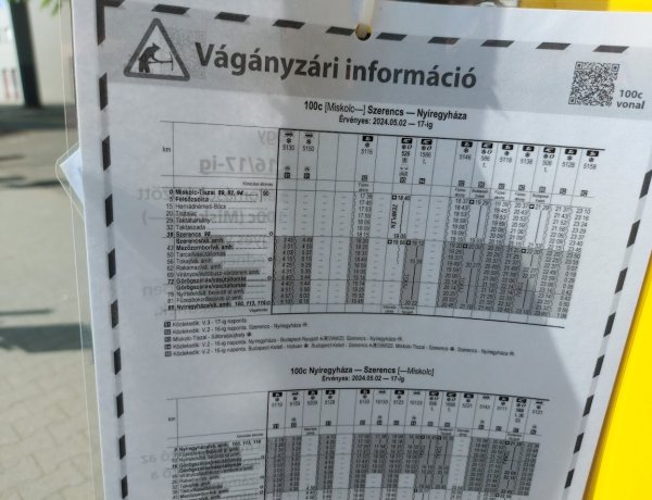 A vágányzár miatt busszal kell utazni Nyíregyháza és Szerencs között