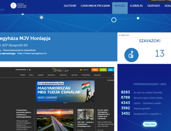 Szavazzon ránk! – Nyíregyházára is leadhatja voksát az Év Honlapja megmérettetésen