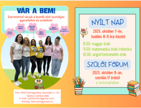 Vár a Bem! - Nyílt napot, szülői fórumot, iskolaelőkészítői foglalkozásokat tartanak