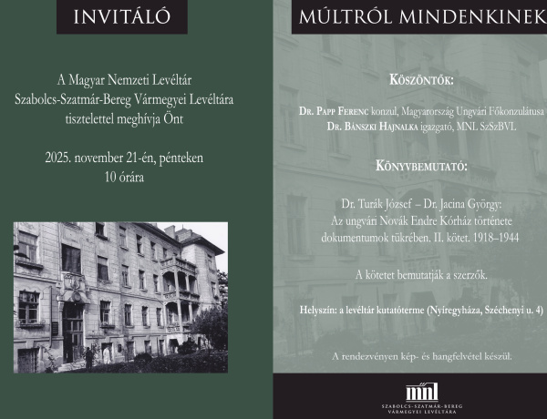 Múltról mindenkinek – könyvbemutató a levéltárban