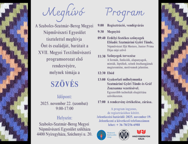 Szövés a középpontban: Textilművészeti programsorozat Nyíregyházán