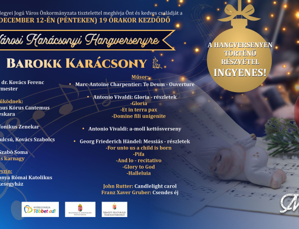 Barokk karácsony – ingyenes városi hangversenyre várják a nyíregyháziakat