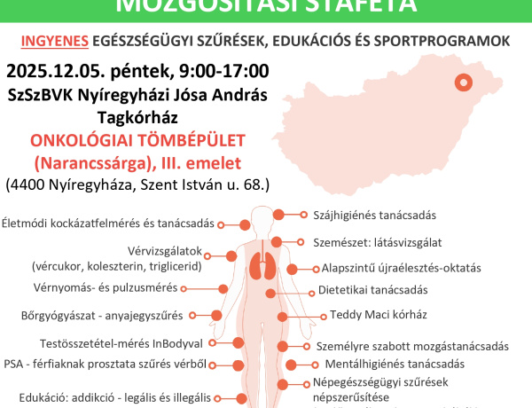 Ingyenes szűrővizsgálatokkal érkezik az Országos Népegészségügyi Mozgósítási Staféta