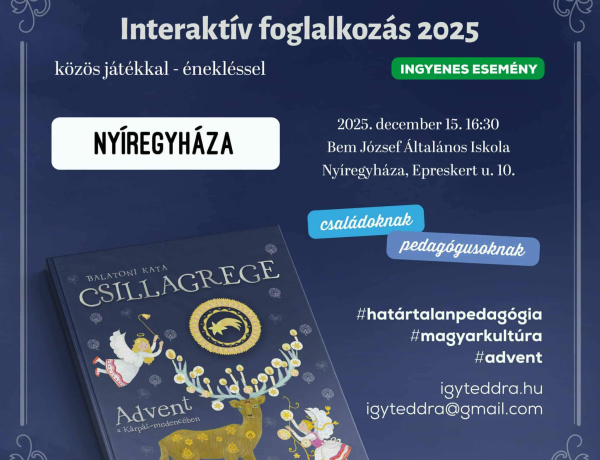 Balatoni Kata „Csillagrege” foglalkozása érkezik Nyíregyházára