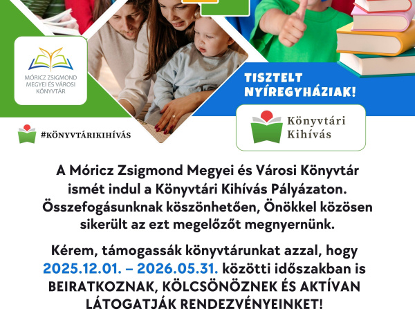 Ismét indul a Könyvtári Kihíváson a Móricz Zsigmond Könyvtár
