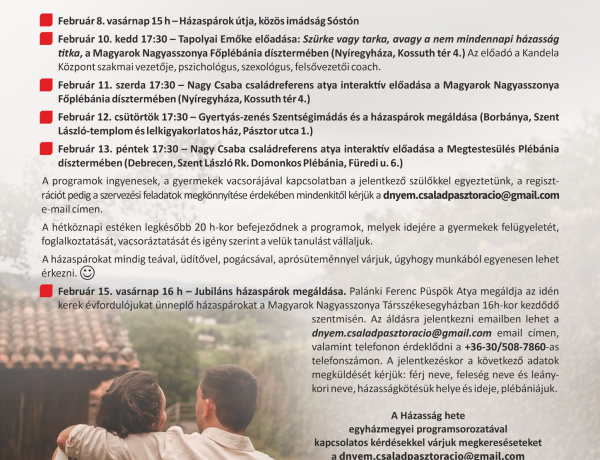 Házasság hete Nyíregyházán – a hűség szabadsága