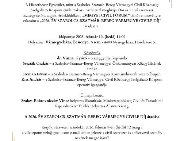 Megyei Civil Fórumot rendeznek Nyíregyházán