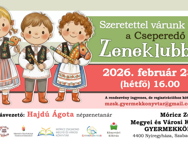 Zenés délelőttre várják a legkisebbeket a Cseperedő Zeneklubban