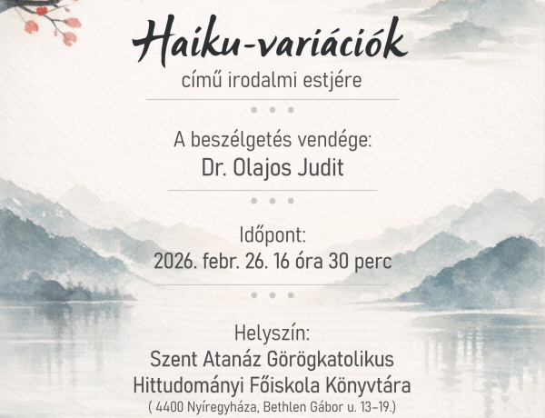 Haiku-variációk címmel tart irodalmi estet a Bessenyei György Irodalmi és Művelődési Társaság