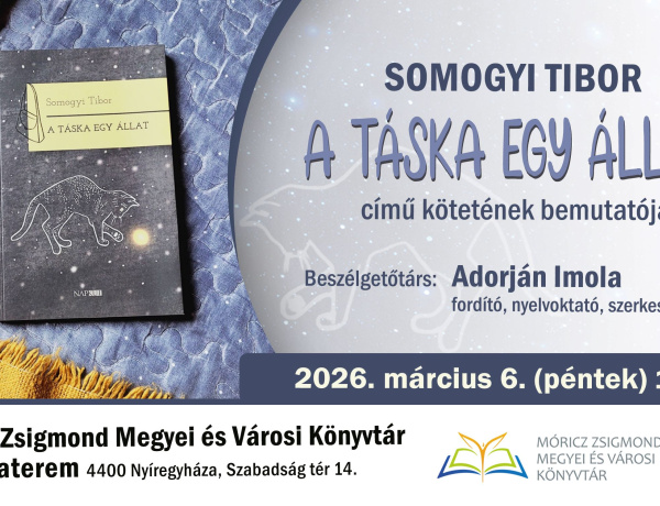 Somogyi Tibor új kötetét mutatják be a Móricz Zsigmond Könyvtárban