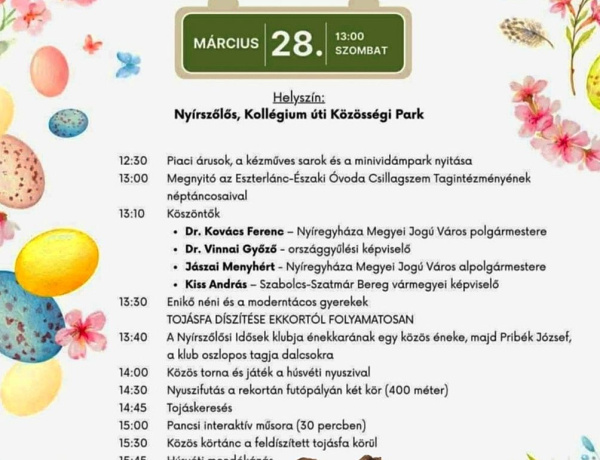 Húsvétváró családi napra várják az érdeklődőket Nyírszőlősön