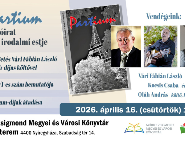 Irodalmi est a Móricz Zsigmond Könyvtárban – bemutatják a Partium folyóirat új számát