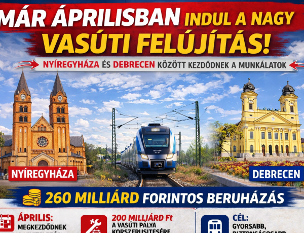 Már áprilisban indul a nagy vasúti felújítás – Debrecen és Nyíregyháza között kezdődnek a munkálatok