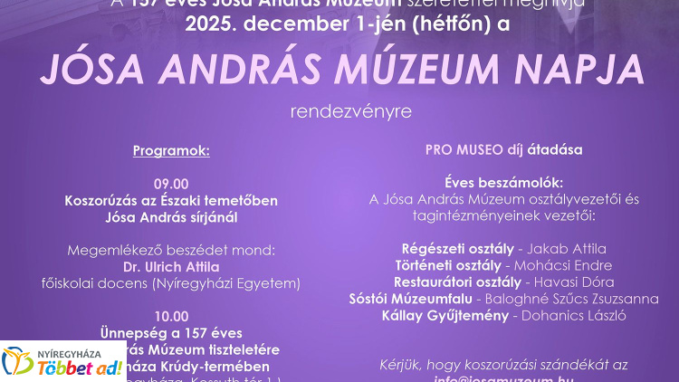 157 éves örökség - ünnepel a nyíregyházi Jósa András Múzeum