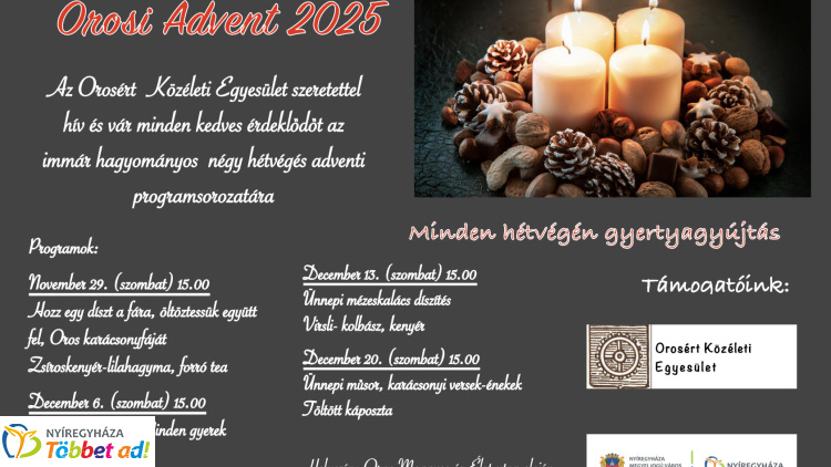 Közösségi karácsonyi készülődés: hagyományos adventi programsorozat várja Oroson