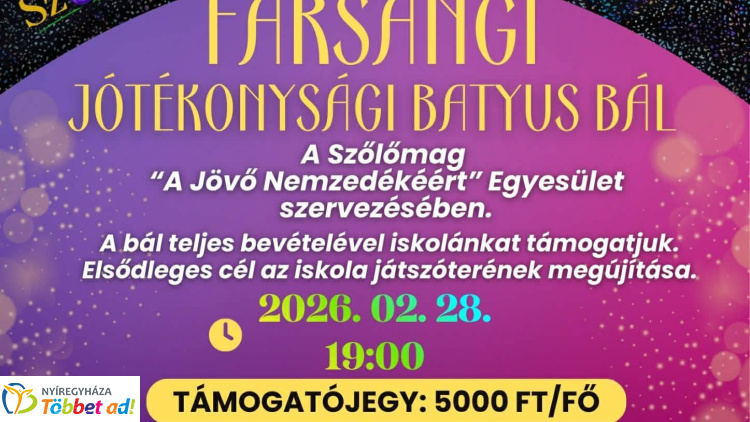 Farsangi jótékonysági batyus bált szerveznek Nyírszőlősön az iskola támogatására