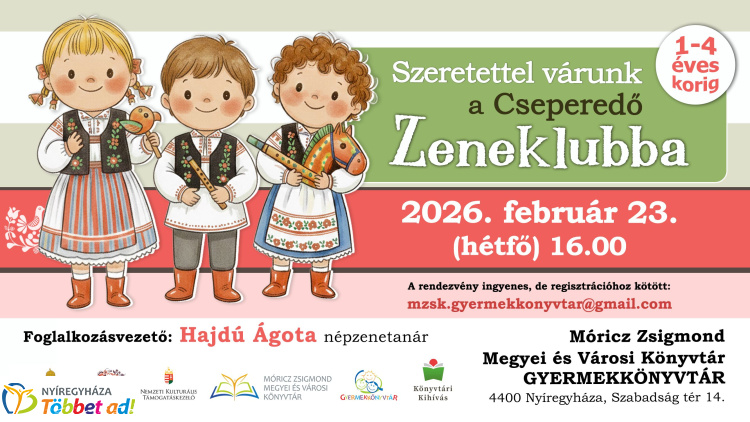 Zenés délelőttre várják a legkisebbeket a Cseperedő Zeneklubban