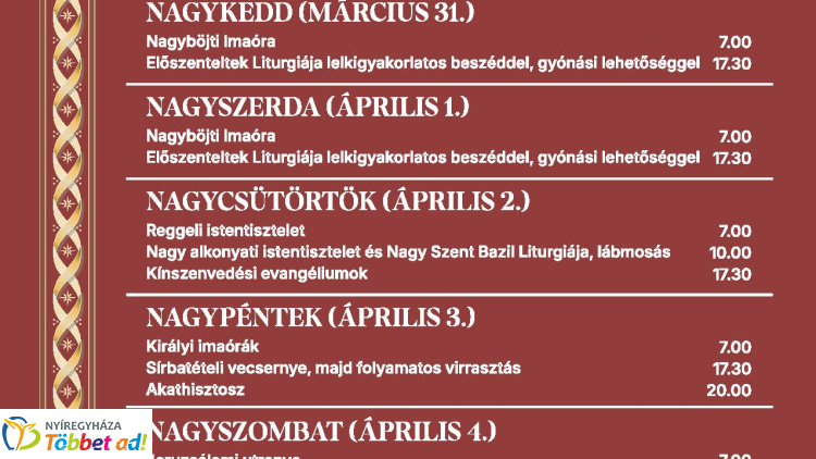 A húsvétra készül a Szent Miklós-székesegyház – nagyheti liturgiák Nyíregyházán