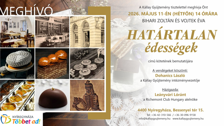 „Határtalan édességek” – könyvbemutatót rendeznek a Kállay Gyűjteményben