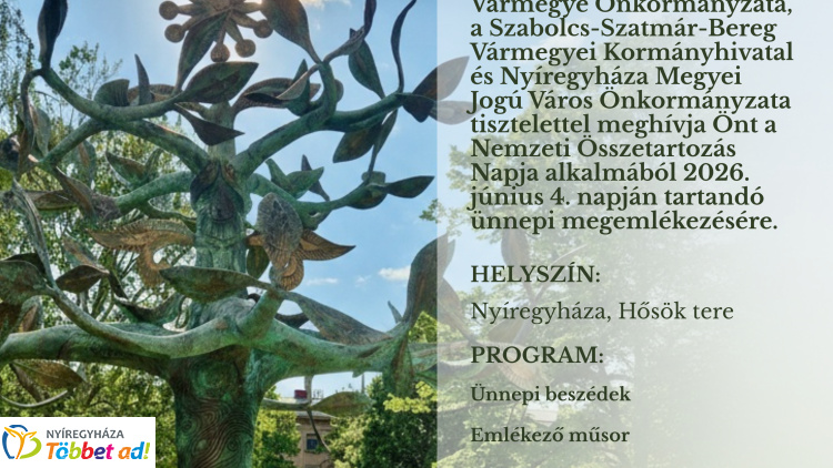 Nemzeti összetartozás napi megemlékezést tartanak Nyíregyházán