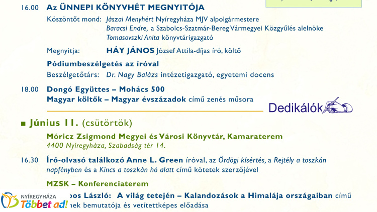 Itt a Könyvhét! - Hat napon át ünnepli az olvasást Nyíregyháza