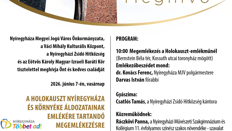 A holokauszt nyíregyházi és környékbeli áldozataira emlékeznek vasárnap