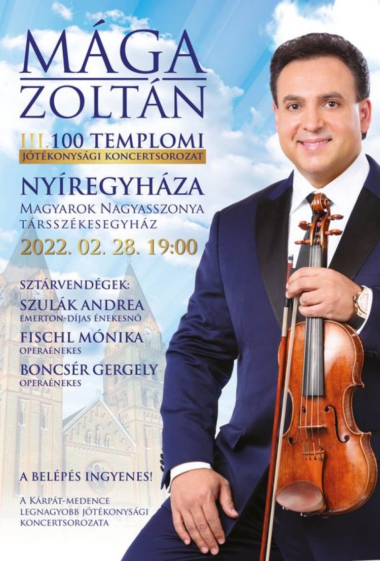 Hétfőn a békéért és a kárpátaljai, menekülni kényszerülő gyermekekért szólal meg Mága Zoltán hegedűje Nyíregyházán! 