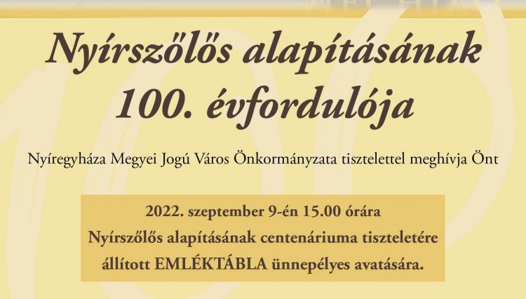 Ünnepség és emléktábla avatás Nyírszőlős centenáriuma tiszteletére
