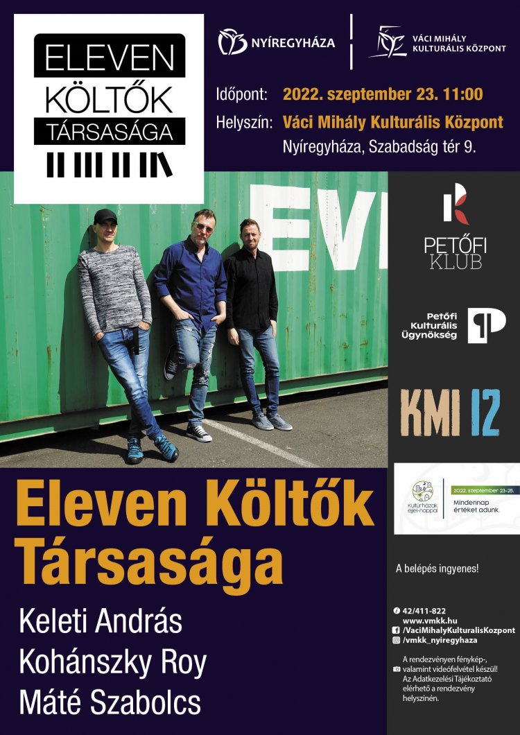 Eleven Költők Társasága ingyenes élőkoncert a Váci Mihály Kulturális Központban