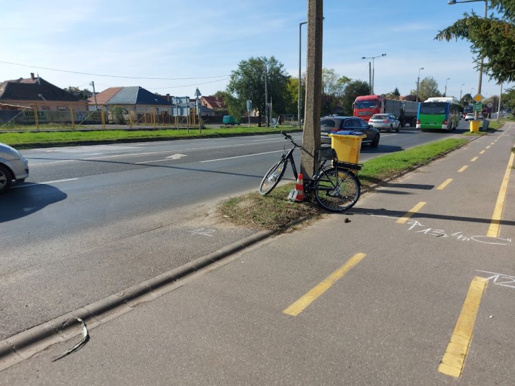 Baleset történt a Tiszavasvári úti kerékpárúton